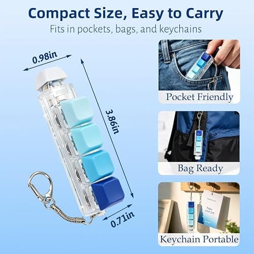Keyboard Fidget Toy, 5-in-1 Decompression Button Clicker Keychain with Glowing LED, Portable Tactile Sensory Toy, Christmas Stocking Stuffers Gift for Adults Teens, Stress Relief ASMR (Blue) thumbnail 2