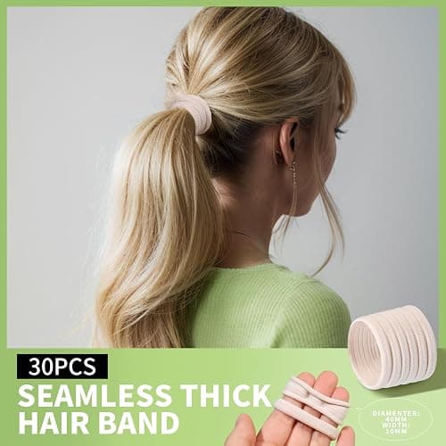 Teenitor Hair Accessories Kit for Woman & Girls: 500pcs Elastic Hair Bands; 30pcs Ponytail Holders, 30pcs Seamless Thick Hair Bands; 40pcs Bobby Hair Pins (Beige) thumbnail 5