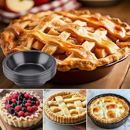 12 Pack 5 inch Mini Pie Pans Reusable Small Round Pie Pans Carbon Steel for Baking Cake Bread Meat Dessert Fruit Pumpkin Pies Egg Tart thumbnail 8