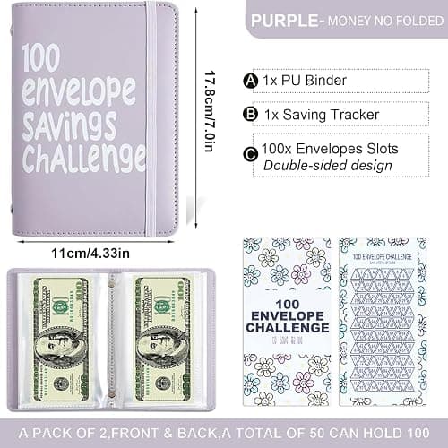 APMFHO 100 Days Money Saving Challenge Coin Envelope Budgetstorage Book, Money Saving Binder, Easy and Fun Way to Save $10,000 or $5,050, Saving Challenge Book with Family, Friends, Bestie thumbnail 2