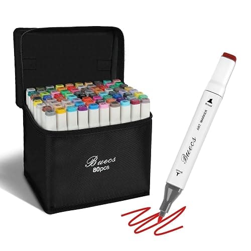 Buecs Alcohol Markers Brush Tip: Double Tipped Art Marker, 80 Count, suitable for Adults Artists Painting, Coloring Drawing Sketching, Multicolor - Image 1