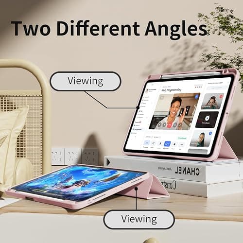 JKSML Hülle für iPad Pro 13 Zoll (M5/M4) 2025/2024 mit Stifthalter, Dreifach Faltbare Ständer, Unterstützt Pencil Pro/USB-C, TPU Flexible Rückseite & Schlafen/Wachen,Rosa thumbnail 4