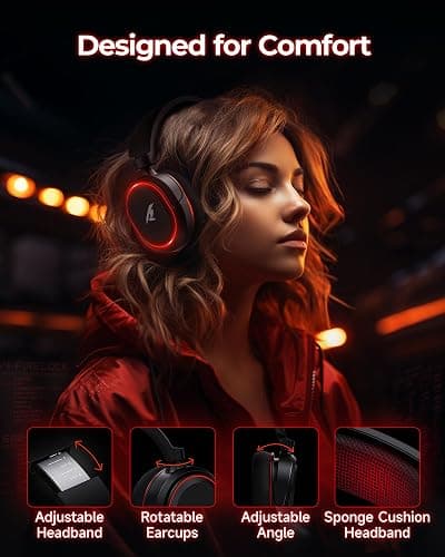 Wireless Gaming Headset, 7.1 Surround Sound, 2.4Ghz USB Gaming Headphones Bluetooth 5.4, 100-Hr Noise Canceling Mic RGB Light, Wireless Headset for PC PS5 PS4 Mac Switch, ONLY Wired Mode Suit for Xbox thumbnail 6