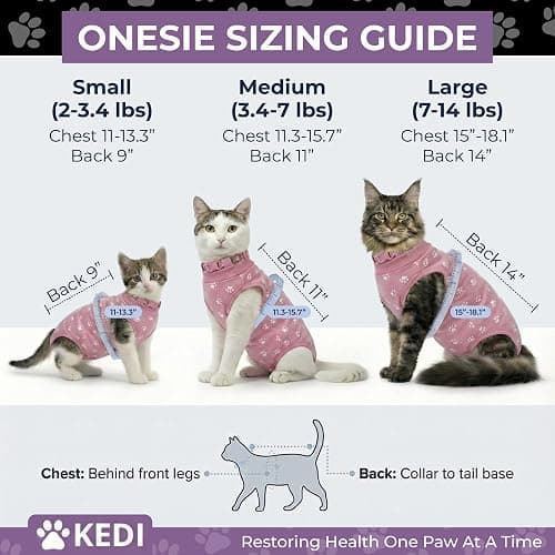 Kitten Recovery Suit Female, Kitten Onesie After Spay, Cat Surgery Suit Female After Surgery, Cone alternatives for Cats (Pink, Small) thumbnail 2
