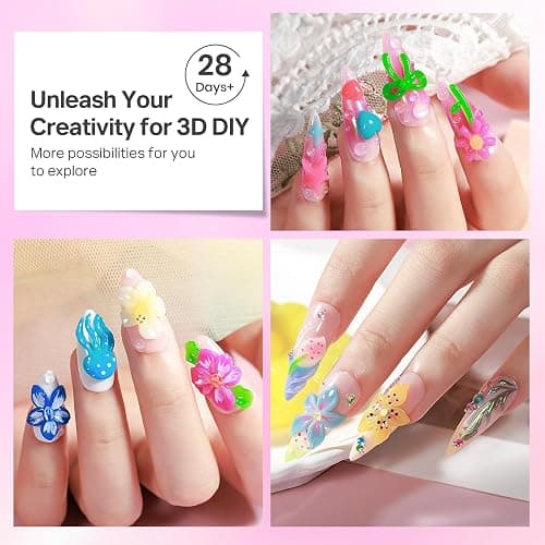 MIZHSE 12 Colors 3D Nail Gel Set, Non-Sticky Sculpting Gel for Nail Art | Painting Molding Gel with Sculpture Pen Soak Off U V Sculpting Gels for Home DIY Salon Manicure thumbnail 7