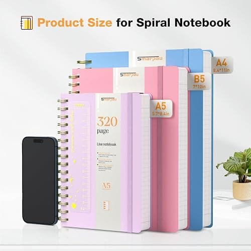 Smarpau A5 Notebook, 320 Pages Thick Hardcover Wirebound Spiral Notebook, 100gsm Thick Paper Journals for Women Men Writing, Waterproof PVC Notepad for School Office, 14.5 x 21cm - Blue thumbnail 3