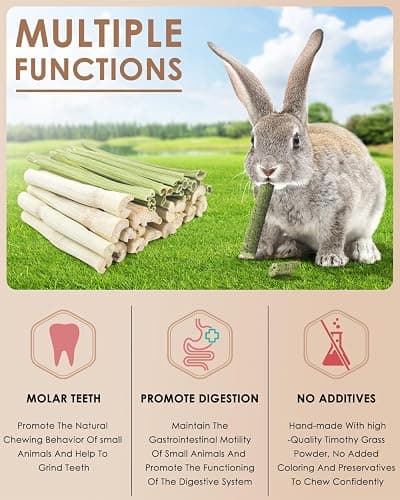 Bissap 40PCS Rabbit Chew Sticks, 20PCS Sweet Bamboo Chew Sticks & 20PCS Papaya Stems Bunny Chews for Rabbit Hamster Chinchilla Guinea Pig Small Animals Natural Molar Treats thumbnail 3