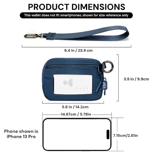 Wristlet Wallet for Women with Clear ID Window, Zip Coin Purse and Keychain | 3 Card Slots, Exterior Zip Pocket, Inner Mesh Pouch, Lipstick Holder, Detachable Wrist Strap, Lightweight Nylon thumbnail 4