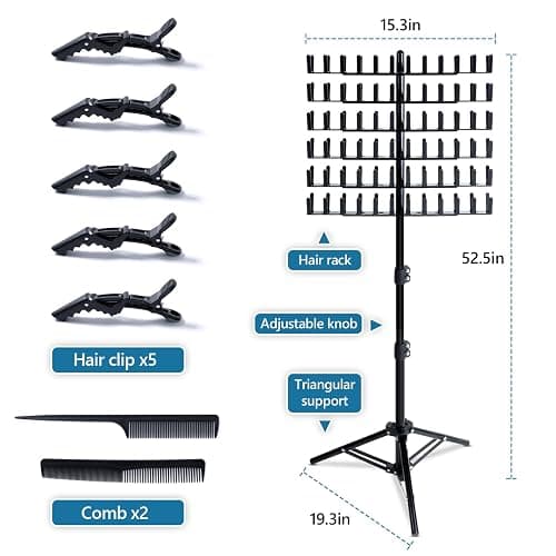 Eastdone Braiding Hair Rack Standing Extension Holder Hanger, 144 Pegs Divider for Separator Stand Display (Black) thumbnail 2