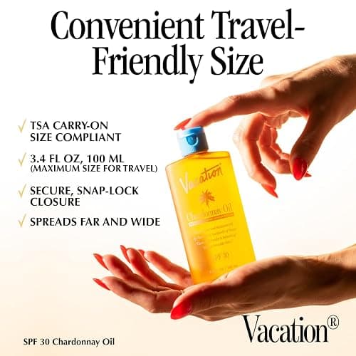 Vacation Chardonnay Oil SPF 30 Sunscreen Oil and Air Freshener Bundle | 3.4 Fluid Ounces. Hydrating, Lightweight, Reef Safe, Transparent on All Skin Tones, Tanning Glow, Vegan thumbnail 3
