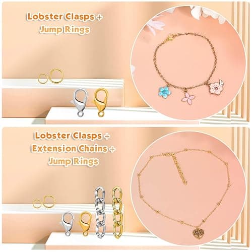 PAXCOO 990PCS Keychain Making Kit, Keychain Craft Supplies Including Key Chain Hooks, Lobster Clasps, Key Rings and Jump Rings for Key Chain Making and Jewelry Making thumbnail 5