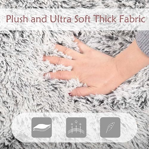 Plush Faux Fur Bean Bag Chairs, Memory Foam Filled Sofa Chair Shape Bean Bag for Adults/Teens/Kids, Ultra-Soft Lazy Sofa for Living Room Bedroom College Dorm, Grey thumbnail 4