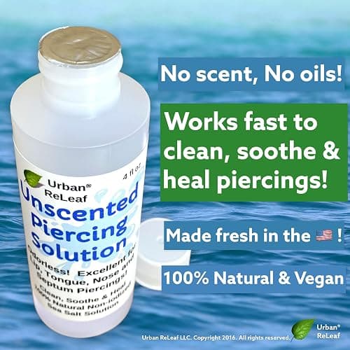 Urban ReLeaf Unscented Piercing Solution Non-Iodized Sea Salt Soak | Lip, Tongue, Septum, Dimple, Mouth, No Scent, Ready to Use, Made Fresh, Soothe & Calm thumbnail 2