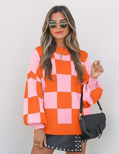 ZESICA Women's 2025 Fall Fashion Turtleneck Long Sleeve Striped Ribbed Knit Loose Pullover Sweater Tops thumbnail 4