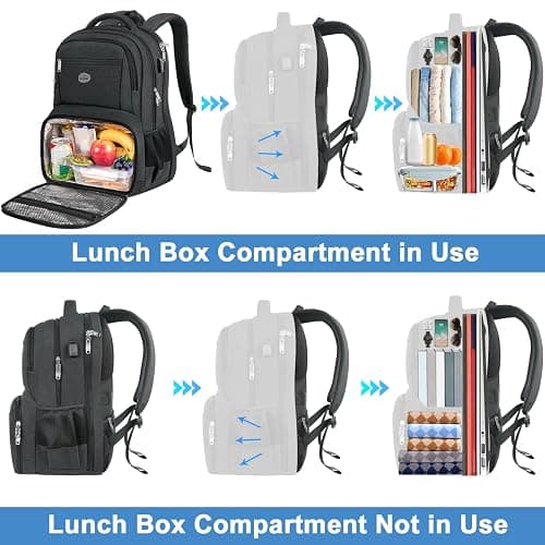 MATEIN 17 Inch Laptop Backpack, TSA Large Travel Backpack with Lunch Box, Anti-Theft Work Business Carry On with USB Port, Water Resistant Sturdy College Computer Backpack for Men Women thumbnail 3