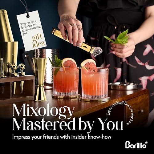 Barillio Gold Bartender Kit – 23-Piece Stainless-Steel Cocktail Shaker Set with Premium Acacia Stand | Martini Barware Mixing Tools for Home Bartending | Gift Set thumbnail 4