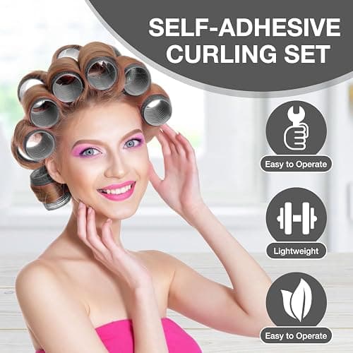 50 Stücke Lockenwickler Set, 24 Stück 4 Größen (60/48/36/25mm) mit 24 Edelstahl-Clips, Lockenwickler Groß, lockenwickler Selbsthaftend Hair Rollers für Lange, Mittlere & Kurze Haare thumbnail 4