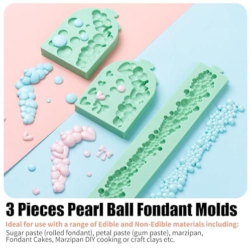 KALAIEN 3 PCS Pearl Bubbles Ball Fondant Molds, Pearl Borders Silicone Mold diy 3d Bubble Fondant Mold for Baking(arch) thumbnail 6