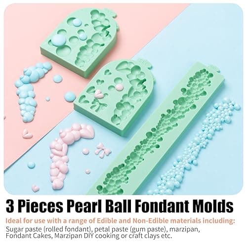 KALAIEN 3 PCS Pearl Bubbles Ball Fondant Molds, Pearl Borders Silicone Mold diy 3d Bubble Fondant Mold for Baking(arch) thumbnail 7