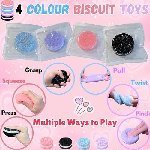4Pcs Biscuit Stress Relief Toy, Pinching Biscuit Simulation Squishy Toy, Anxiety Relief Sensory Toy,Soft Decompression Toy, Stress Squeeze Fidget Toys for Kids and Adults, Taba Squishy, Fufu Squishy thumbnail 2