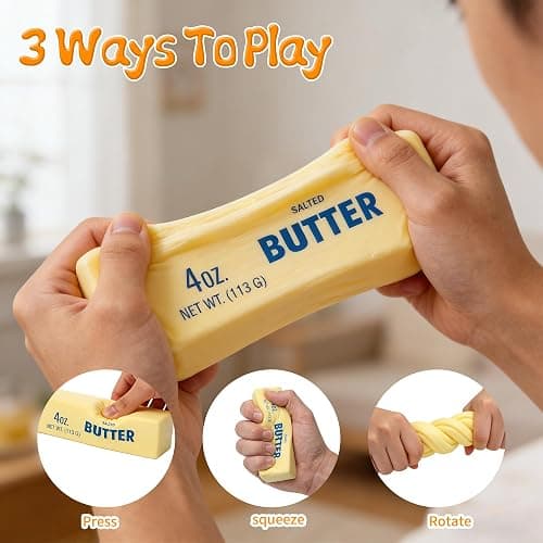 Butter Stick Slow Rising Squishy Toy, 2026 New Soft Realistic Butter Squeeze Ball, Slow Rebound Stress Relief Fidget Toys (1 Pcs) thumbnail 3
