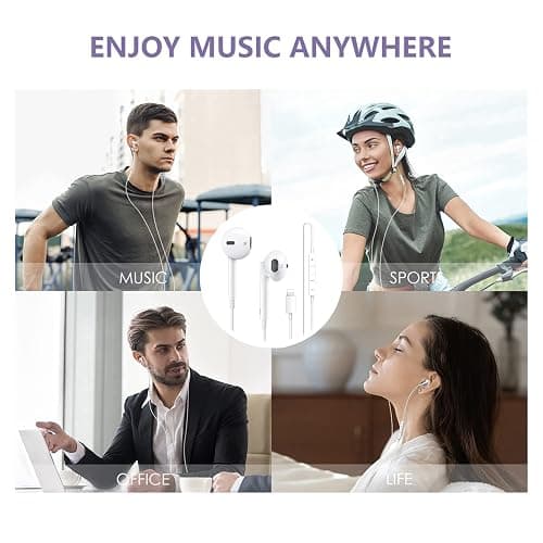 2 Packs iPhone Headphones Earbuds with Lightning Connector(Built-in Mic & Volume Control)[MFi Certified] Headphones support for iPhone 14/13/12/SE/11/XR/XS/X/7/7Plus/8/8Plus Support All iOS System thumbnail 4
