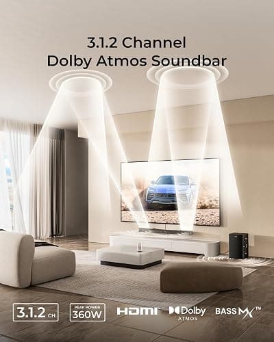 ULTIMEA 3.1.2ch Sound Bar with Subwoofer, Dolby Atmos, Surround Sound System for TV, BT 5.4, HDMI eARC, Soundbar with 6.5" Subwoofer for Home Theater, Skywave F30 Boom thumbnail 2
