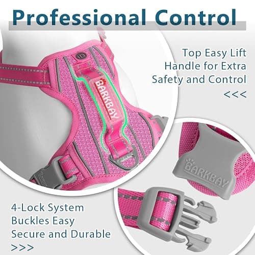 BARKBAY Dog Harness No Pull with ID Tag Pocket - Heavy Duty, Reflective, Easy Control for Large Dogs(Pink,L) thumbnail 6