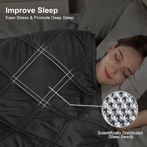 Winthome Weighted Blanket Adult, Heavy Blanket Designed for Insomnia, Anxiety and Stress Relief with Premium Glass Beads, Weighted Blanket Double QUEEN Size (Grey, 150x200cm 6kg) thumbnail 3