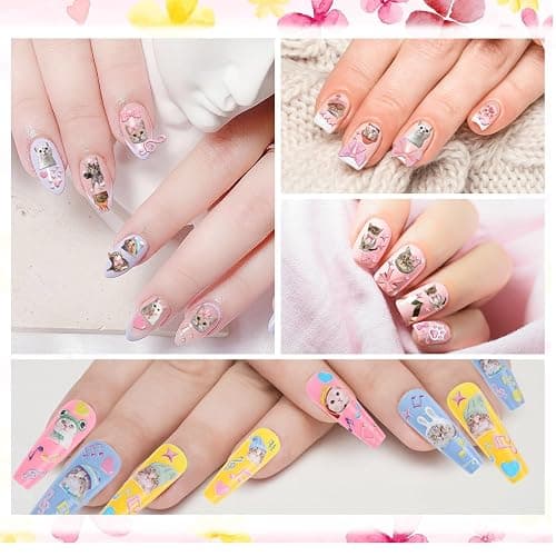 Keluna Cat Nail Art Stickers - 6 Sheets 5D Cute Cat Nail Sticker, Kawaii Animal Nail Decals, Cartoon Paw Print Bow Nail Decal Designs for Women Girls DIY Manicure Decoration Accessories thumbnail 5