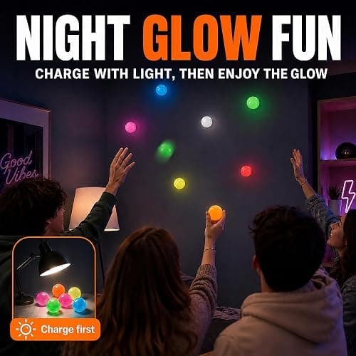8-Pack Glow in the Dark Sticky Balls for Ceiling, 2 in, Soft TPR | Squishy Sticky Balls for Kids and Adults; Self-Adhesive, Sensory, Reusable; Neon Halloween Party Favors & Glow Toys for Kids thumbnail 7