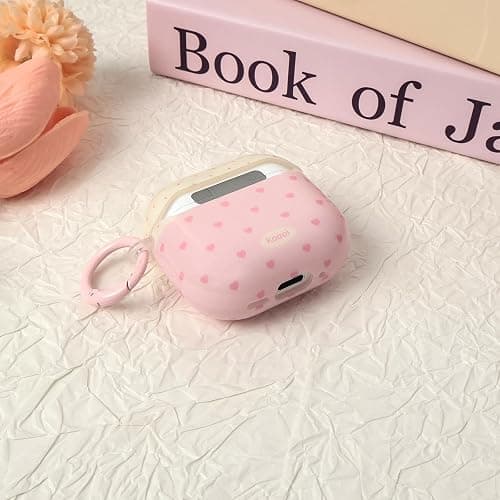 COTYPOFLIYTT Compatible with AirPods 4th Generation Case with Cleaner Kit，Cute Heart Polka Dot Aesthetic Design Girly Women Keychain Soft TPU Protective Cover for AirPods 4 -Pink Heart thumbnail 5