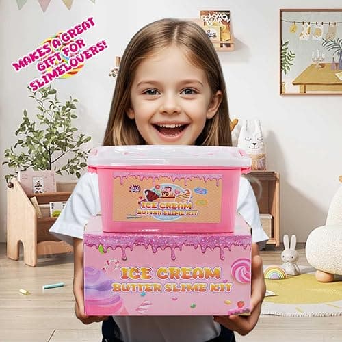 Funewest Slime Kit for Girls Ages 8-12 Mini Fluffy Butter Slime Making Kit Ice Cream Slime for Kids DIY Craft Kits with 30+ Piece Birthday Gifts thumbnail 2
