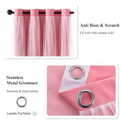Loyala Star Blackout Curtains - 2 Panel Set, 84 Inches Long, Pink, Nursery & Girls' Room, Cute Kids Design thumbnail 5