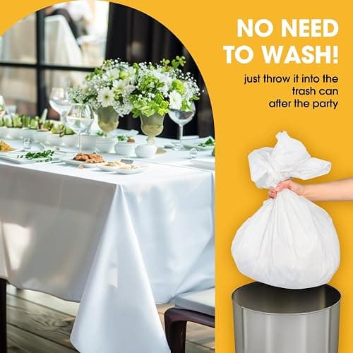 Niuara White Plastic Table Cloth - 4 Pack 54" × 108" Rectangle Disposable Tablecloths for 6FT Tables, Table Cover for Party, Holiday & Gathering Use thumbnail 7