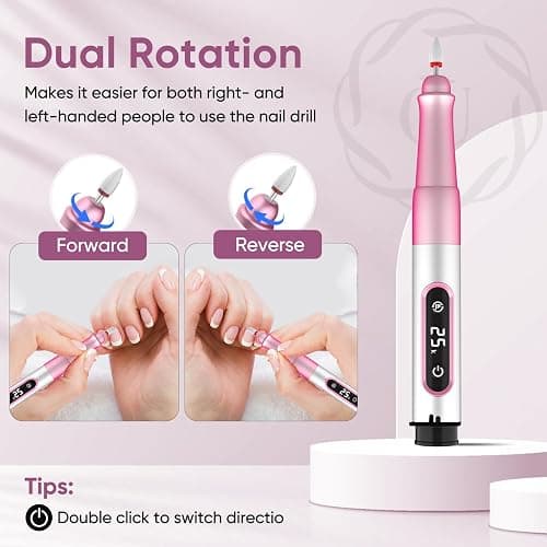 Oukzon Nagelfräser Kabellos, 13 in 1 Elektrische Nagelfeile Fräser für Gelnägel, Nagelfräser für Gelnägel 25000 U/Min, USB Wiederaufladbare Maniküre Set Elektrisch, 5 Gear Electric Nail Drill thumbnail 5