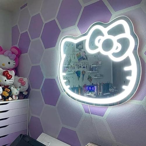 Impressions Vanity Hello Kitty Wall Mirror with Wi-Fi, Smart Touch Sensitive Makeup Vanity Mirror with App Controller and Color Changing Dimming LED Strip Light, Frameless Design thumbnail 2