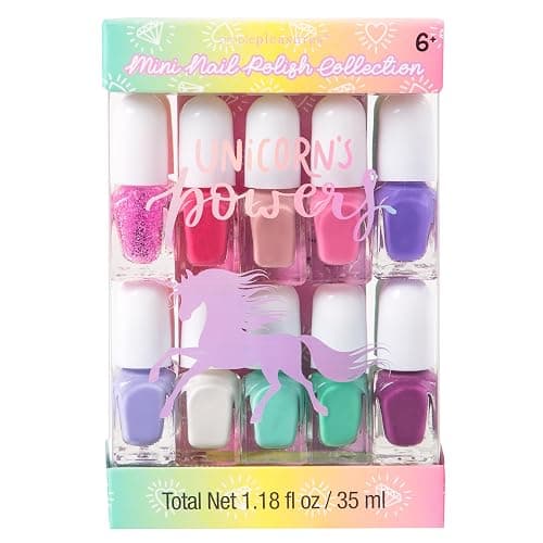 SIMPLE PLEASURES Unicorn Power Kids Nail Polish Set for Girls – 14 Water-Based Non -Toxic Nail Art Kit - Gift Set for Girls Ages 7-12 thumbnail 4