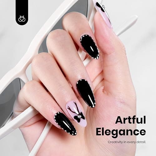 Beetles Black Gel Polish – Silent Charm Audrey Black Color Hema Free Gel Polish, 15ml Long-Lasting Soak Off UV LED Glossy Manicure for DIY Nail Art thumbnail 5