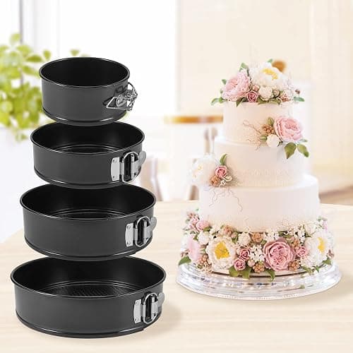 isheTao Springform Pan Set of 4, 4/7/9/10inch Cake Pan, Non-Stick Leak-Proof with Removable Bottom, Cheesecake Pan for Baking, Black thumbnail 7