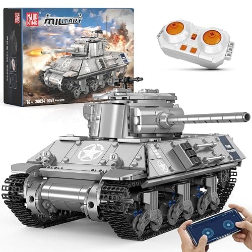 Mould King WW2 RC Tank Building Sets, 20034 Army Building Kits, Military Vehicles Tank Model Construction Blocks Sets with APP/Remove Control, Collectible Model Tanks Sets for Teens 14+ (1057PCS) - Image 1