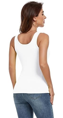 AUHEGN Tank Top for Women Summer Sleeveless Scoop Neck Ribbed Workout Tank Tops Slim Fitted Basic Cami Tee Shirts thumbnail 6