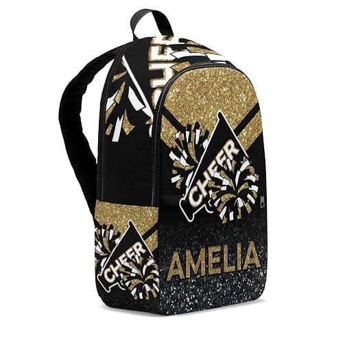 Yeshop Cheerleader Gold Personalized Backpack for Teen Boys Girls,Custom Travel Backpack Bookbag Casual Bag Name Gift 11.8"(L) x 5.51"(W) x 17.72"(H) thumbnail 2