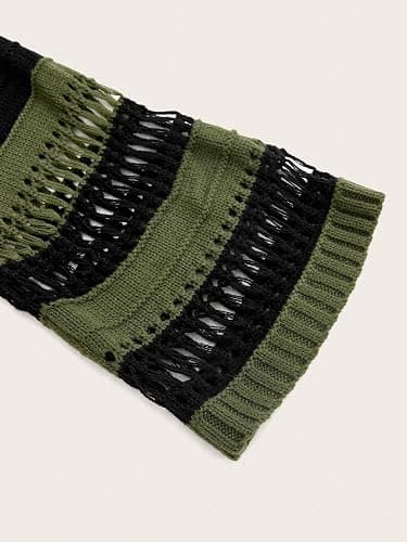 SHENHE Women's Crochet Shrugs Striped Long Bell Sleeve Baggy Knit Sweater Crop Top Fairy Party thumbnail 4