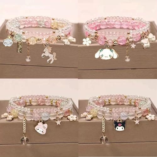 YouLuo Kawaii Bracelet Set Crystal Beads Bracelets Cute Cartoon Elastic Beaded Pearl Anime Cinnamoroll Bracelets Christmas Stocking Stuffers for Women thumbnail 4