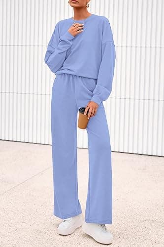 PRETTYGARDEN Women 2 Piece Outfits 2025 Fall Sweatsuits Crewneck Sweatshirt Wide Leg Sweatpants Lounge Sets Tracksuit thumbnail 7