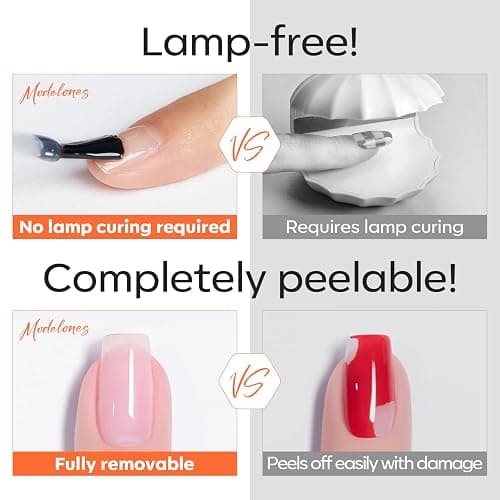 modelones Non-U V Peel off Gel Base Coat, Quick Dry Peelable Base Coat for Gel Nail Polish Easy Removal Foundation for Beginner Practice Nail Protection without Damage Thin Weak Nails, 10ml - Clear thumbnail 2