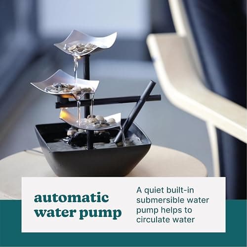 Homedics Tabletop Water Fountain, Home Décor Soothing Sound Machine - Automatic Pump, Deep Basin & Natural River Rocks. Indoor Zen Relaxation for Office, Living Room, or Bedroom, 8.25” Tall thumbnail 8