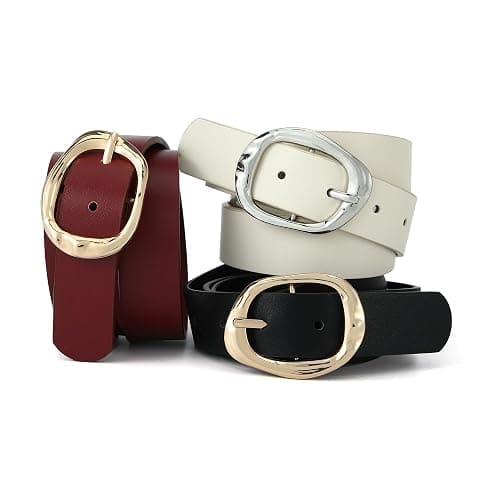 Earnda Leather Belts for Women Casual Fashion Waist Belt with Liquid Shapes Gold Buckle for Jeans Pants Dresses thumbnail 7