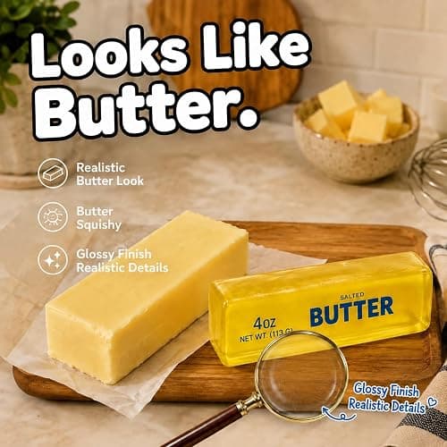 2Pcs Butter Squishy Toys, Moldable Coconut Oil Butter Squishy Fidget Toys | Slow Rising Squishy Toys, Yellow and Pink Butter Squishies, Help Stress Toys, Odor-Free, Soft, Quiet and Fun to Squeeze, Gift thumbnail 5